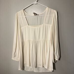Anthropologie Dolan left coast baby doll top square neckline puff sleeve women M